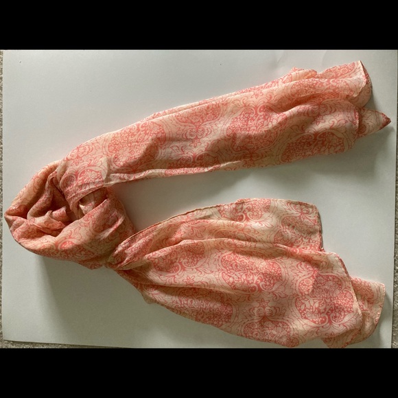 π Romantic Patten Long Scarf, Light Yellow & Coral - Picture 3 of 4